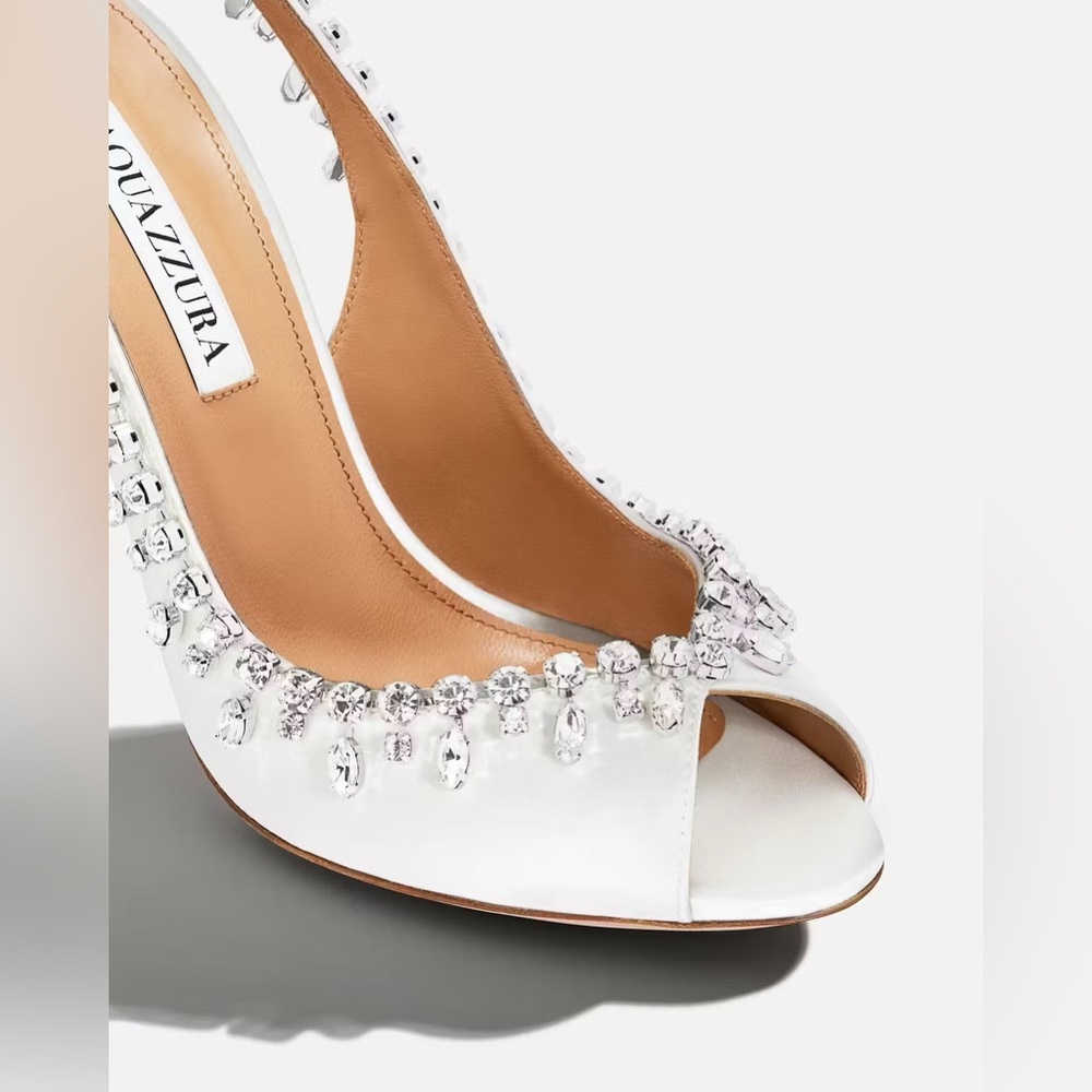 Aquaazzura bridal White-Embellished Women's Heels - Picture 2 of 12